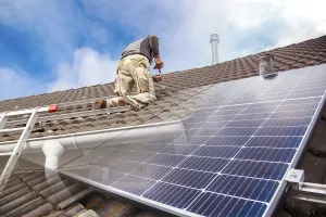 Alternative Energy Source Prints: Roofer, worker on the rooftop. Roofing work