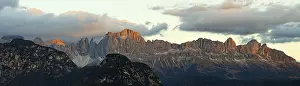 Panoramic View Of The Alps Prints: Rosengarten mountain range at sunset