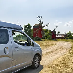 Scandinavian Nature Tourism Prints: Rote Bockwindmuhlen, Campervan