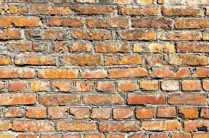Red Brick Wall Texture Prints: Rough red brick wall as background texture