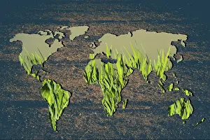 Geographic Outline Map Prints: Roughly outlined world map with white background