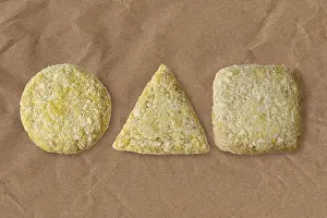 Gourmet Food Options Prints: Round, triangular and square squid cutlet