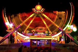 Colorful Night Scene Prints: Roundabout at night
