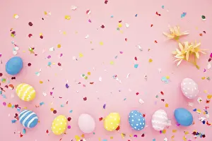 Christian Tradition Prints: Row easter eggs bright confetti