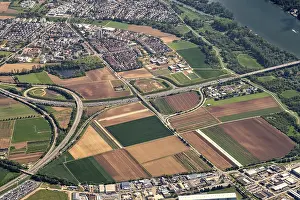 Long Distance Traffic In Germany Prints: A rural landscape from above with fields