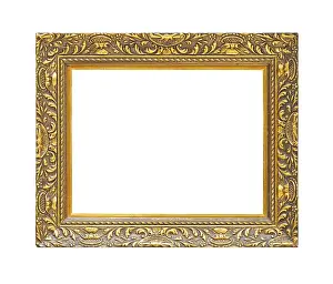 Handicraft Decorative Item Prints: Rustic gold frame isolated on white