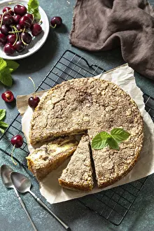 Country Style Desserts Prints: Rustic pie with cottage cheese