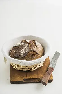 Empty Plate Meal Ideas Prints: Rustic sourdough bread and knife