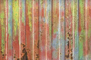 Abandoned Urban Environment Prints: Rusty colorful rolling shutter