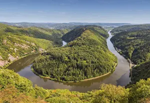 No People River Landscape Germany Prints: Saar Loop, River Landscape, Cloef Viewpoint