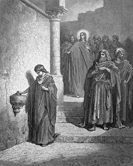 Christian Bible Illustration Prints: The sacrifice of the poor widow