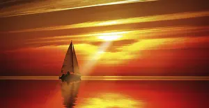 Recreational Sailing Activity Prints: Sailing to the sunset
