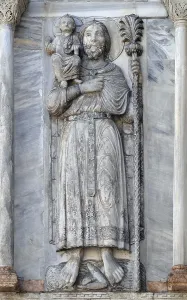 Venice Prints: Saint Christopher Facade Detail Print, Venice Italy