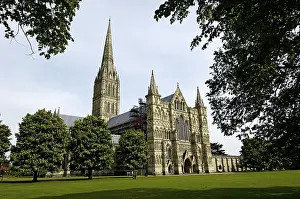 Prints of Salisbury Cathedral Salisbury Wiltshire England Salisbury Prints: Salisbury Cathedral Print, Wiltshire England