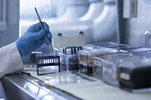 Histology Laboratory Equipment Prints: Sample processing with laboratory equipment in a histology laboratory
