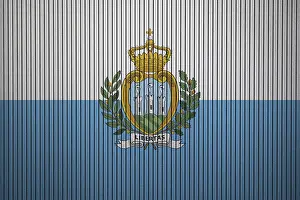 Prints of San Marino Flag painted on the cracked grunge concrete wall San Marino Prints: San Marino Flag Print on Grunge Concrete Wall