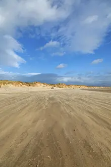 Sandy Coast Europe Prints: Sand blowing over beach, clouds