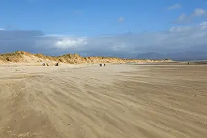 Wales Coastal Scenery Prints: Sand blowing over beach, clouds