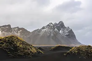 Volcanic Rock Formations Europe Prints: Sand dunes covered with rotten grass