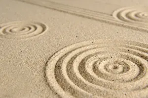Geometric Patterns Prints: Sand texture, patterns drawn in sand