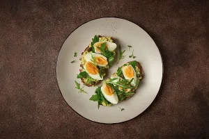 Balanced Diet Food Photography Prints: Sandwich with mashed avocado, boiled egg