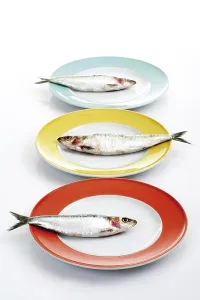 Prints of Sardines on plates Pilchard Prints: Sardines on Plates Print