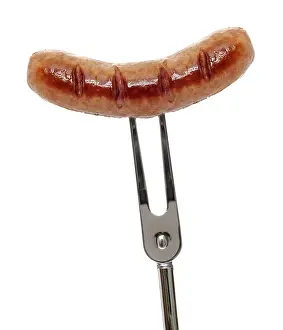 Grilled Sausage Dish Prints: Sausage on a fork