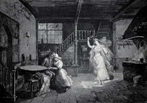 Vintage Theatre Illustration Prints: Scene from the opera Das Heimchen am Herd