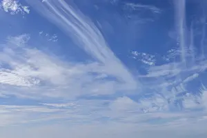 Dramatic Cloudy Skies Prints: Scenic dramatic summer clouds. Cloudscape of bright blue sky