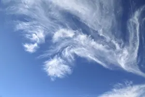 Nice Weather Pictures Prints: Scenic dramatic summer clouds. Cloudscape of bright blue sky