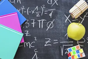 Scientific Research Methods Prints: School board with math calculations