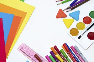 White Background Stationery Prints: Back to school. Preparing for the school year
