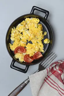 Tomato Dishes Prints: Scrambled eggs with tomatoes in a pan