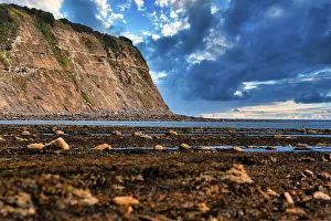 Sea Cliff Landscape Prints: Sea cliff, dramatic cloudy sky