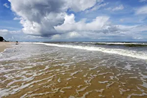 Orange Cloudy Sky Prints: Sea waves and dramatic clouds