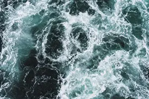 Deserted Beach Storm Prints: Top Down over sea waves at storm