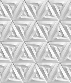 Geometric Shape Decoration Prints: A seamless 3D geometric pattern featuring triangular shapes in a monochrome palette