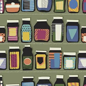 Seamless Pattern Prints: Seamless pattern with jars in colors