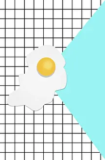 Empty Plate Still Life Prints: Seamless pattern with omelette and eggs on a checkered background