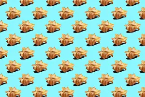 Deserted Beach Wallpaper Prints: Seashells on blue, background, seamless pattern