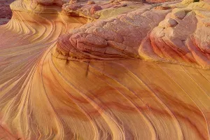 Uninhabited Rocky Landscapes Prints: The Second Wave, dramatic sandstone formation with undulating patterns and intense shades of red