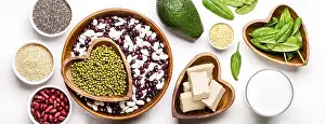 Vegan Diet Options Prints: Selection of vegetable protein sources