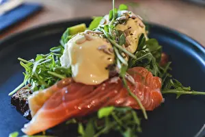 Healthy Balanced Diet Prints: Selective focus on breakfast on the plate