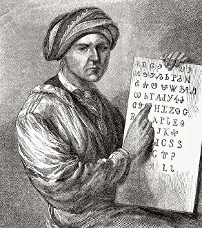 Sequoyah Print, a portrait of the Cherokee silversmith
