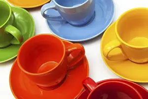 Coffee Cup Close Up Prints: A set of coffee cups close up