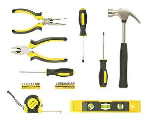 White Background Tools Prints: Set of different tools isolated on white background