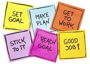 Success Concept Prints: Set goal, make plan, work, stick to it