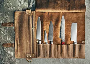High Angle Food Still Life Prints: Set of professional cook tools