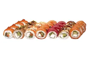 Sushi Set Prints: Set of sushi set isolate on a white background