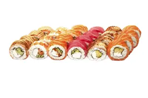Sushi Set Prints: Set of sushi set isolate on a white background
